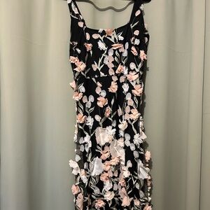 Lulu's Black Dress with Pink and White Floral Accents